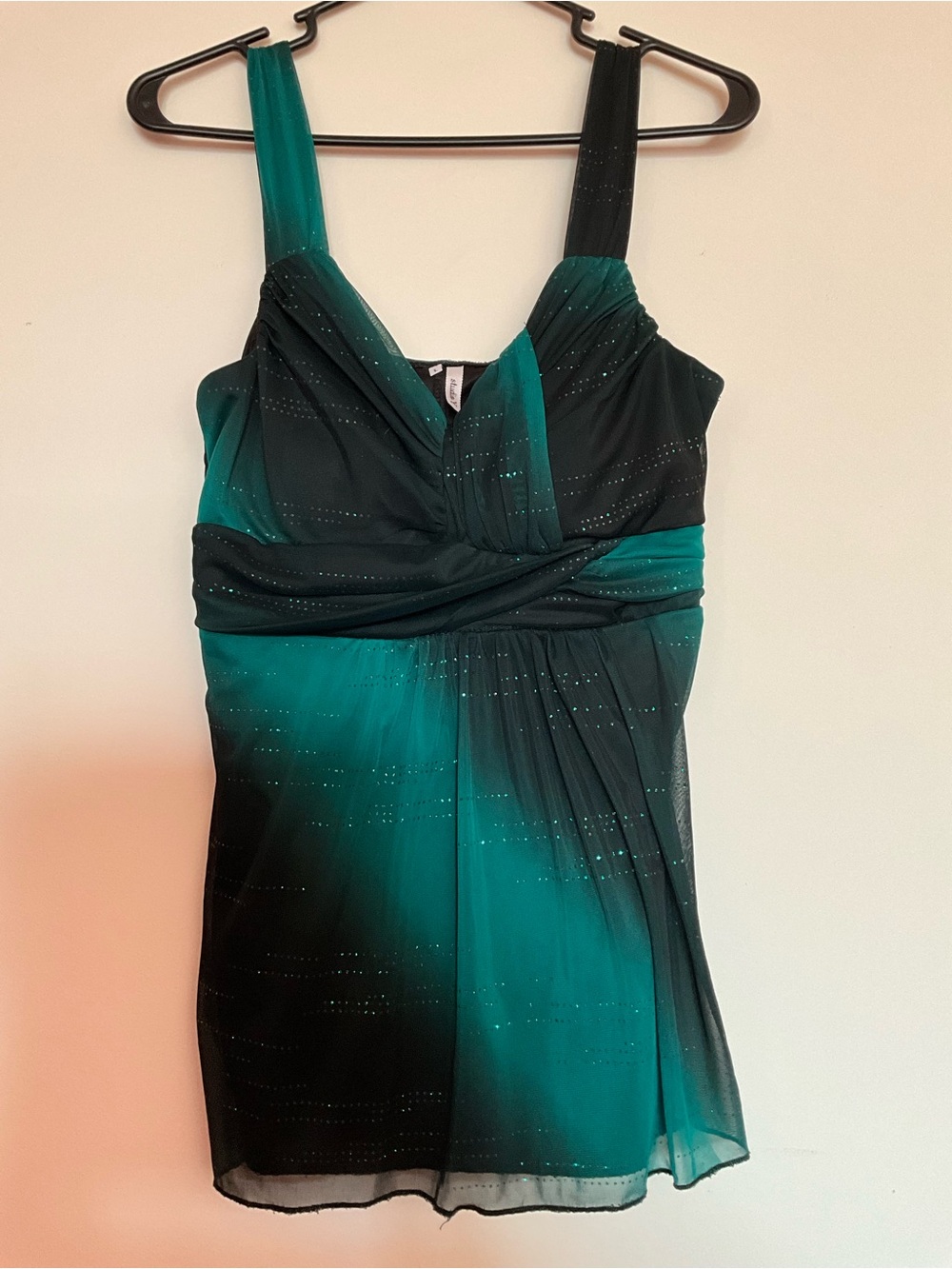 Studio Y Teal and Black Ombre Sleeveless Top